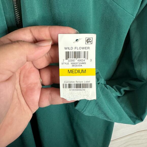 JM Collection Green Long Sleeve Zipper Front Midi Dress Size Medium - Picture 6 of 6